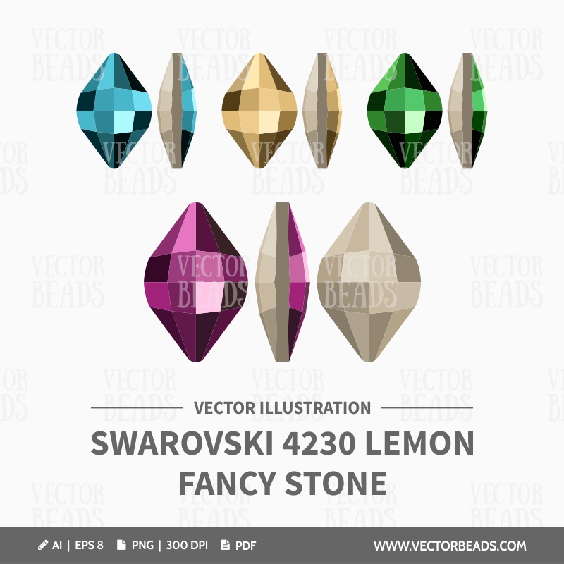 Vector Illustration of Swarovski 4230 Lemon Fancy Stone